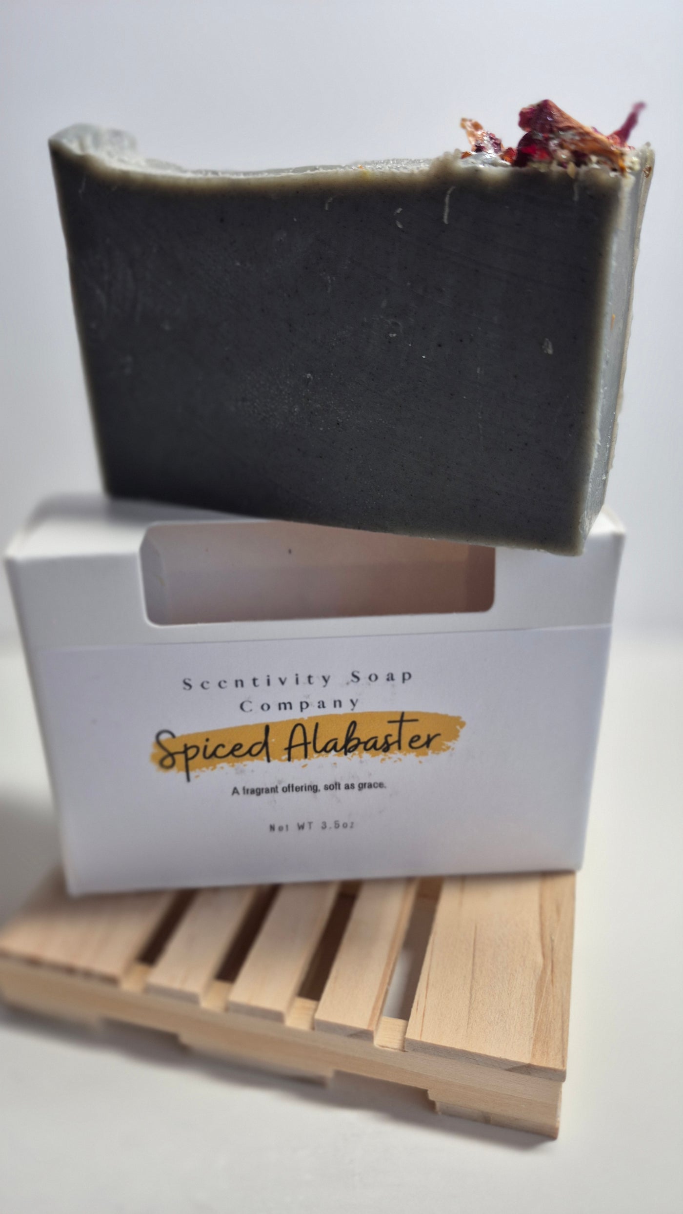 Spiced Alabaster – Coconut Oil Free, Sensitive Skin Soap with Frankincense, Myrrh & Charcoal